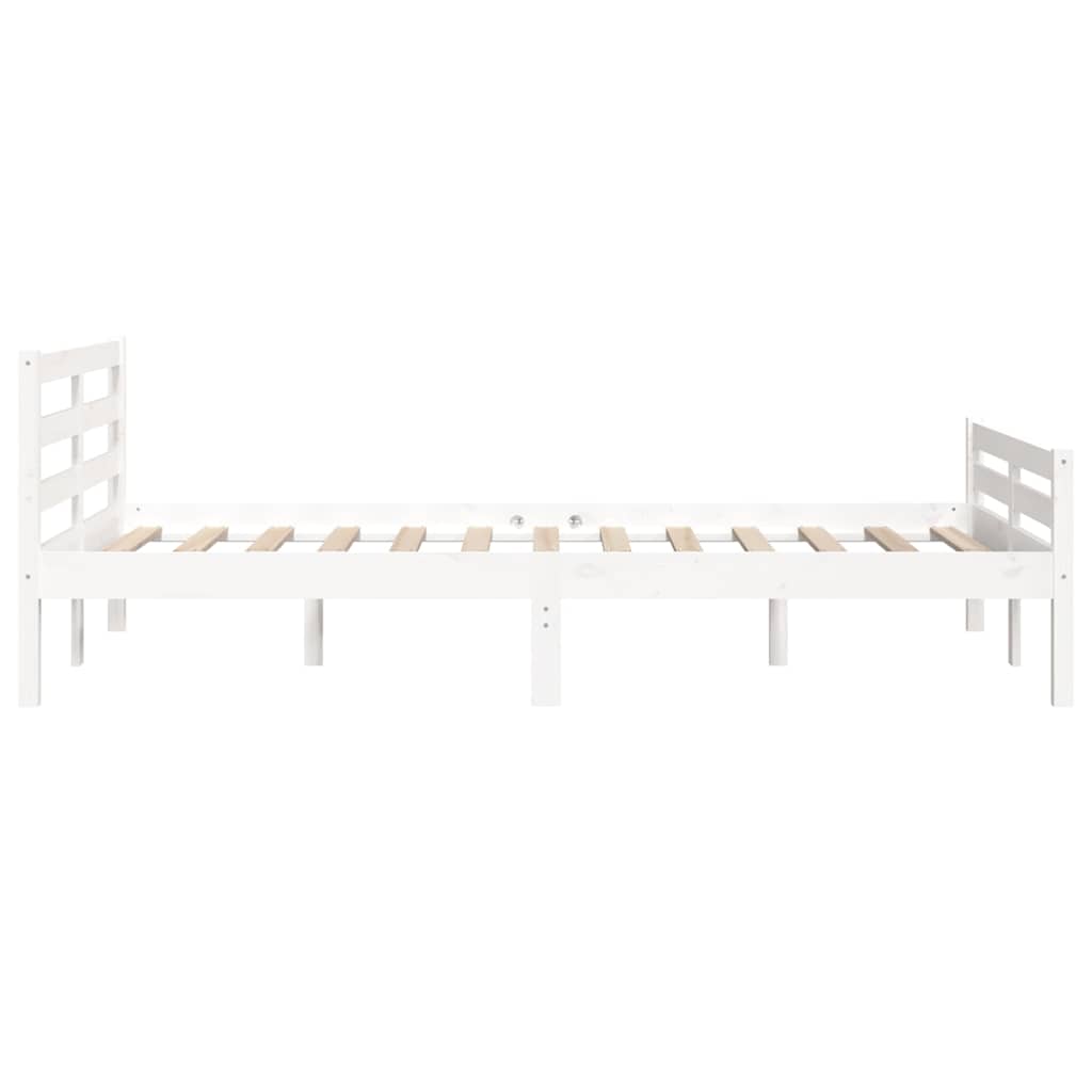 Okvir za krevet od masivnog drva bijeli 135x190 cm bračni