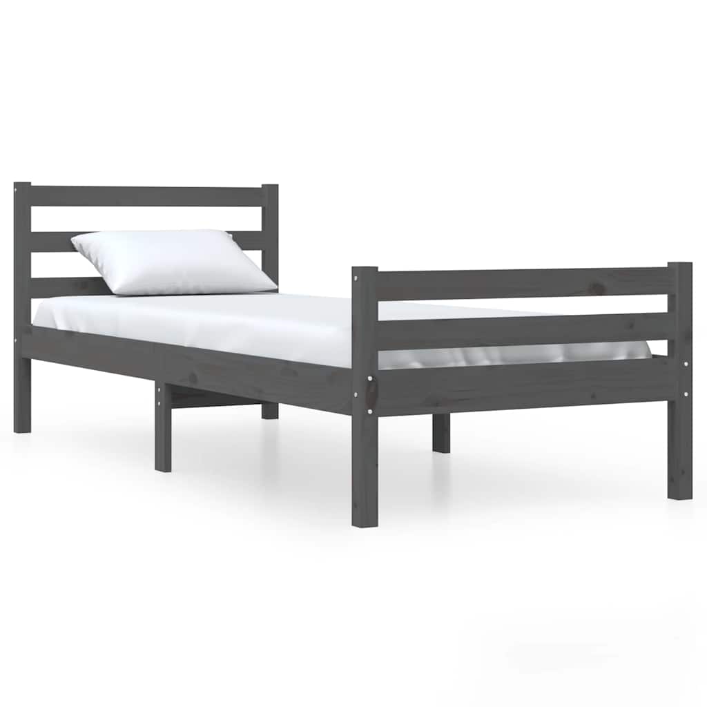 Okvir za krevet od masivnog drva sivi 100 x 200 cm