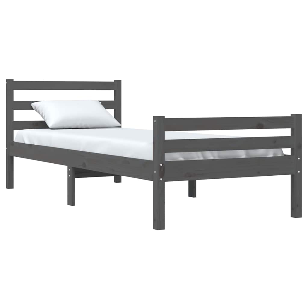 Okvir za krevet od masivnog drva sivi 100 x 200 cm