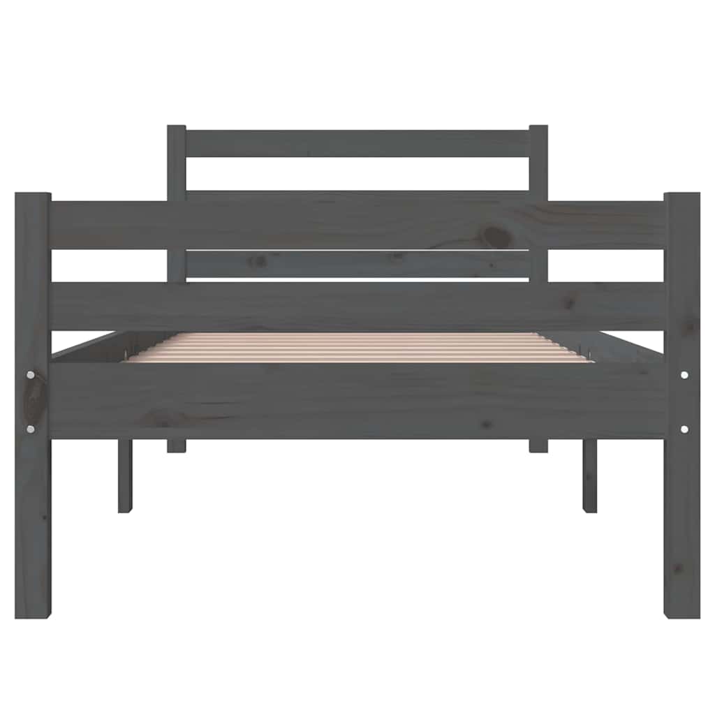 Okvir za krevet od masivnog drva sivi 100 x 200 cm