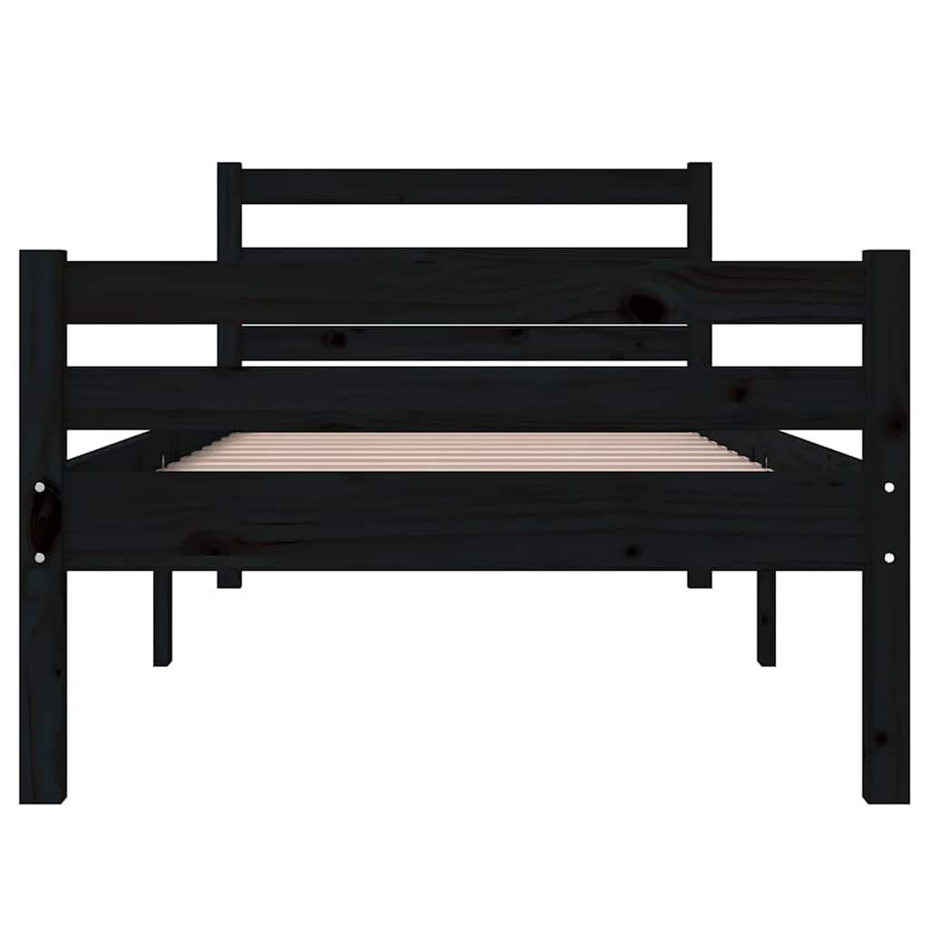 Okvir za krevet od masivnog drva crni 100 x 200 cm