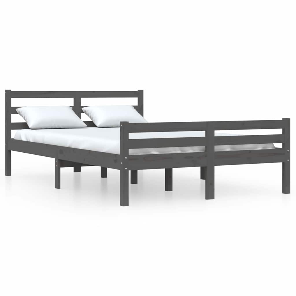 Okvir za krevet od masivnog drva sivi 140 x 200 cm