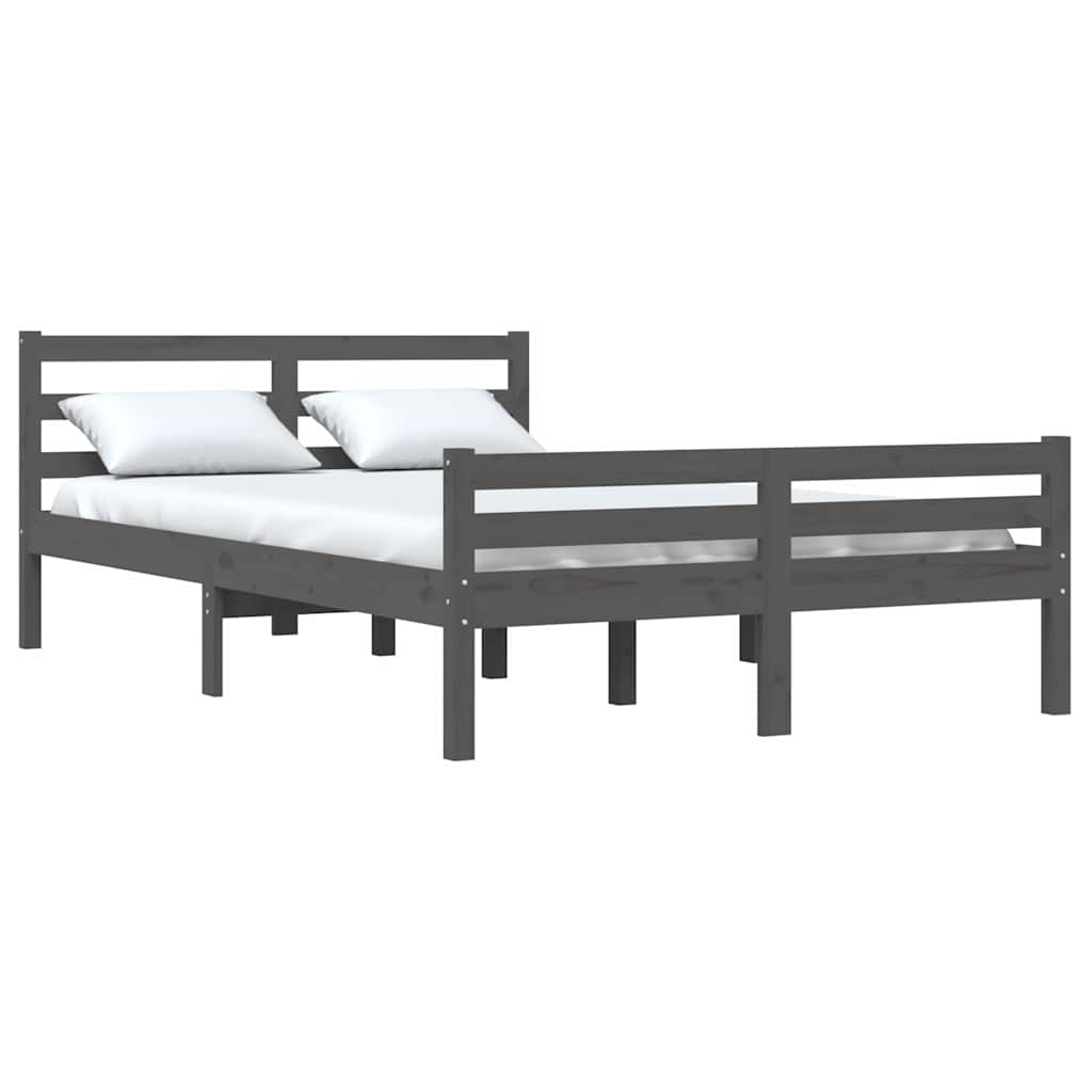 Okvir za krevet od masivnog drva sivi 150 x 200 cm veliki