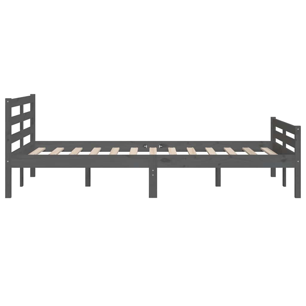 Okvir za krevet od masivnog drva sivi 150 x 200 cm veliki