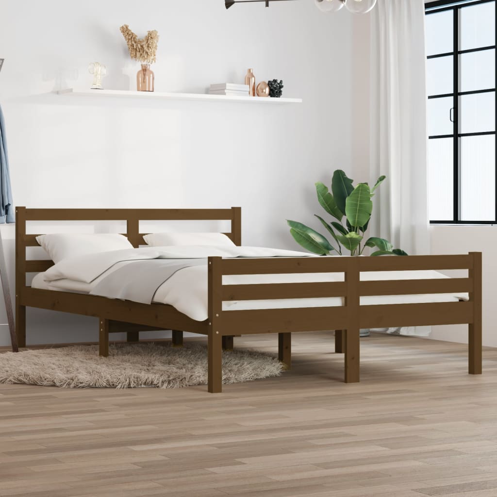 Okvir za krevet masivno drvo boja meda 150 x 200 cm bračni