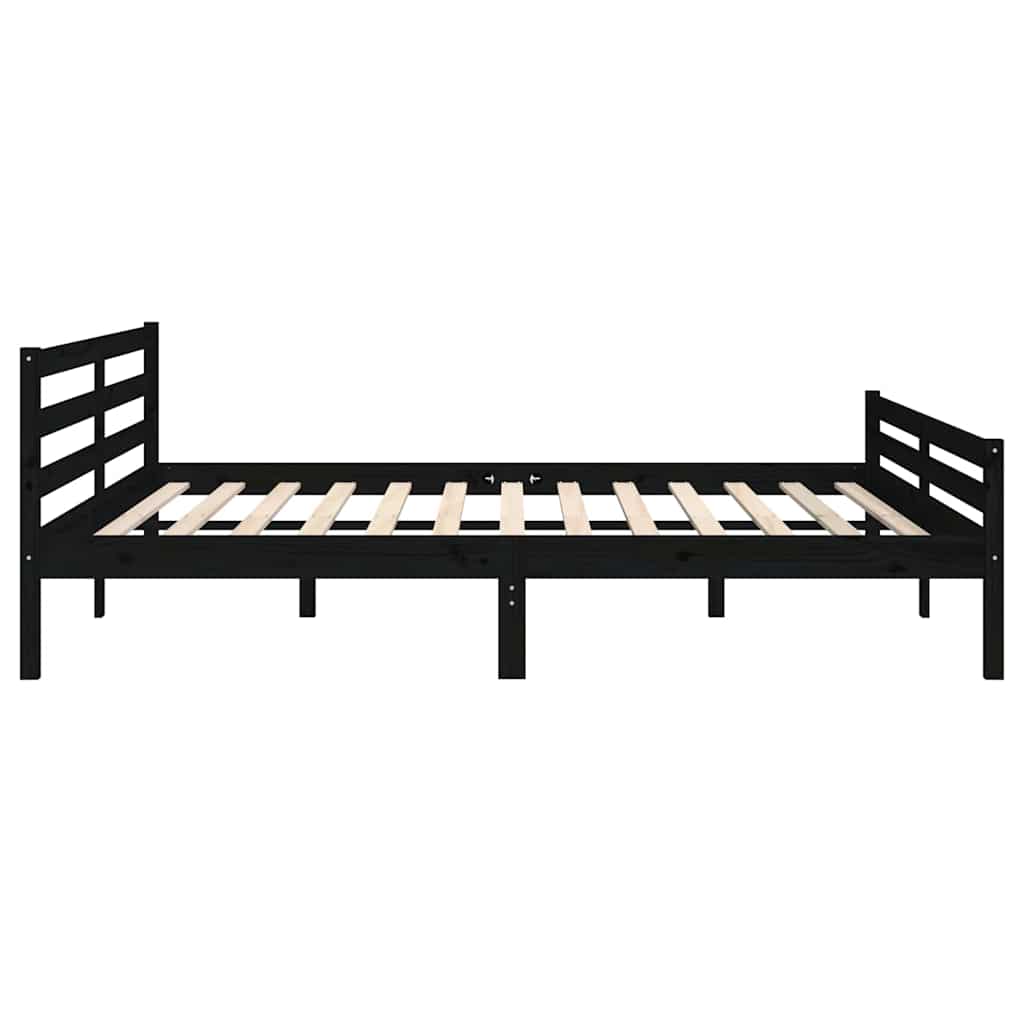 Okvir za krevet od masivnog drva crni 200 x 200 cm