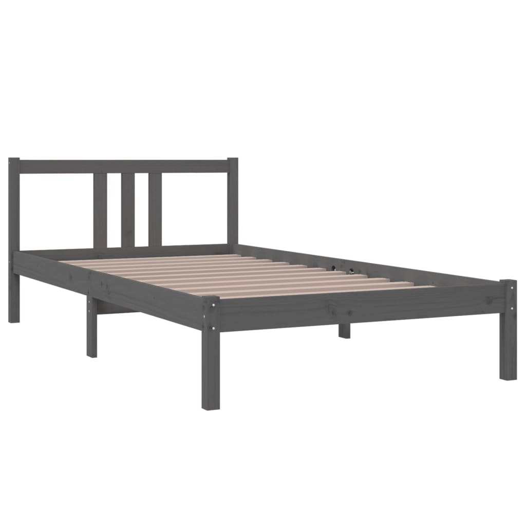 Okvir za krevet od masivnog drva sivi 100 x 200 cm