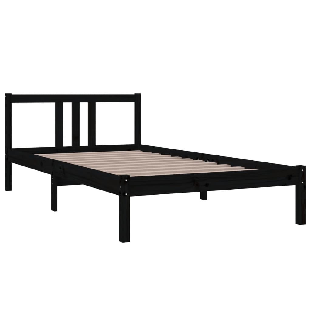 Okvir za krevet od masivnog drva crni 100 x 200 cm