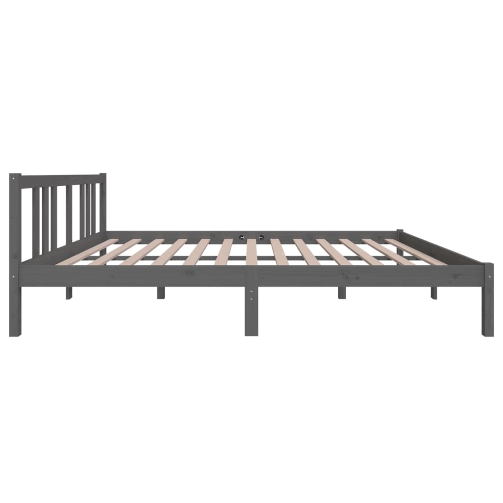 Okvir za krevet od masivnog drva sivi 150 x 200 cm veliki