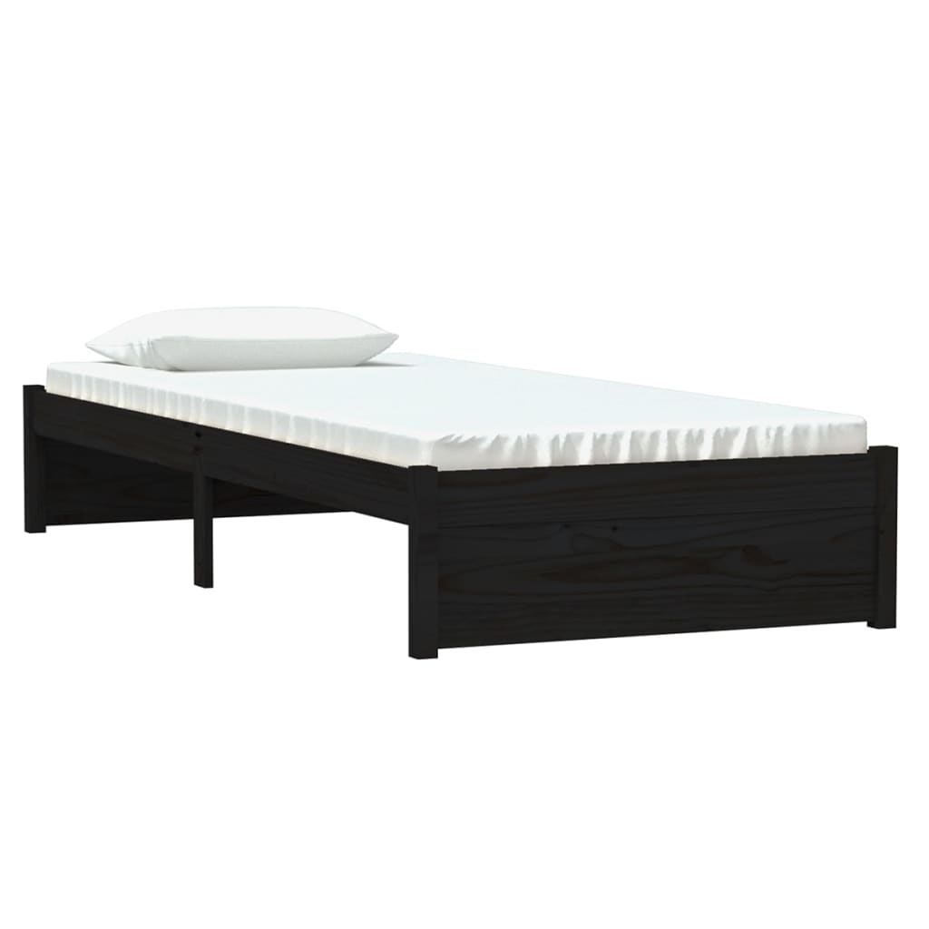 Okvir za krevet od masivnog drva crni 75 x 190 cm mali