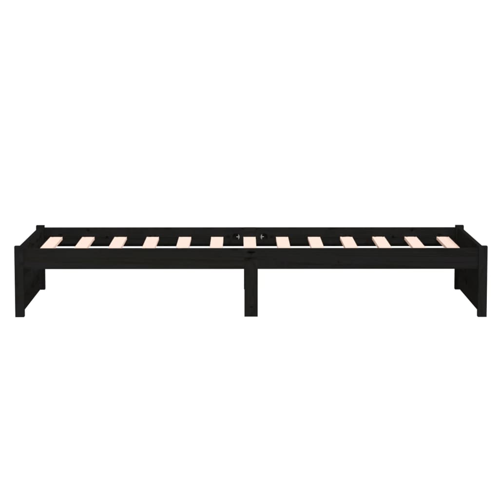Okvir za krevet od masivnog drva crni 75 x 190 cm mali