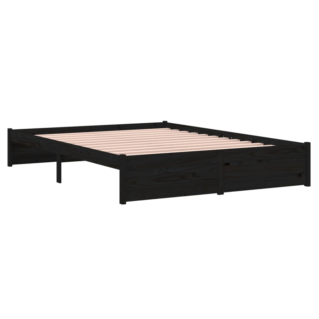 Okvir za krevet od masivnog drva crni 140 x 190 cm