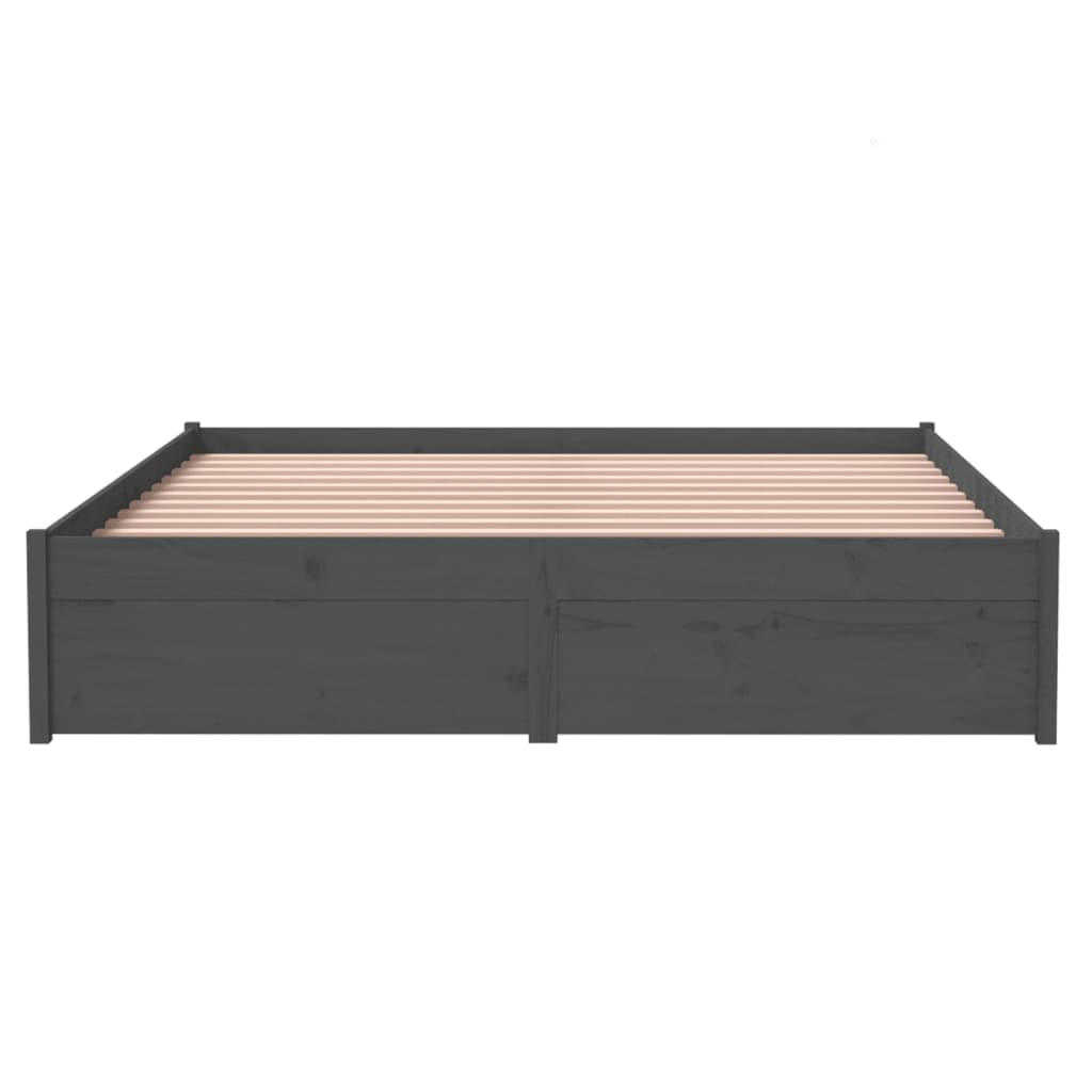 Okvir za krevet od masivnog drva sivi 140 x 200 cm
