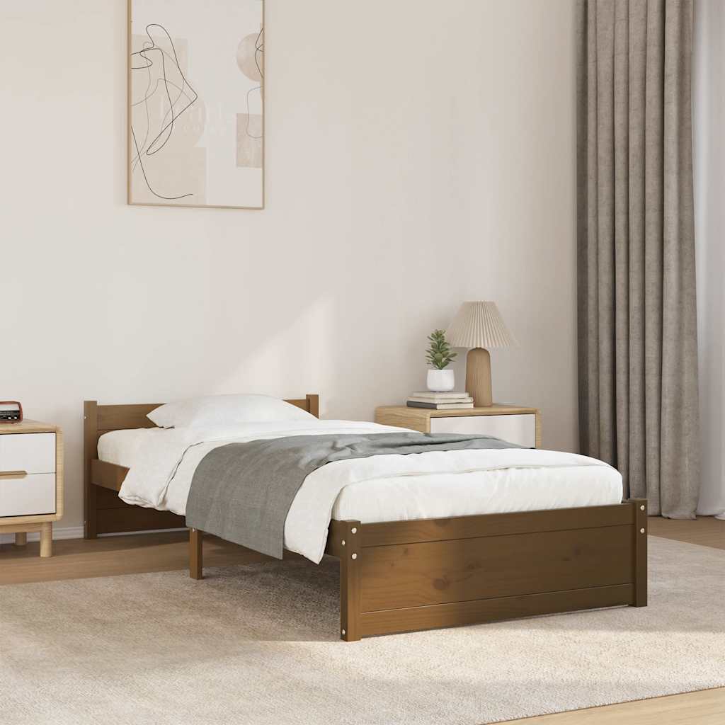 Okvir za krevet od masivnog drva boja meda 75x190 cm mali