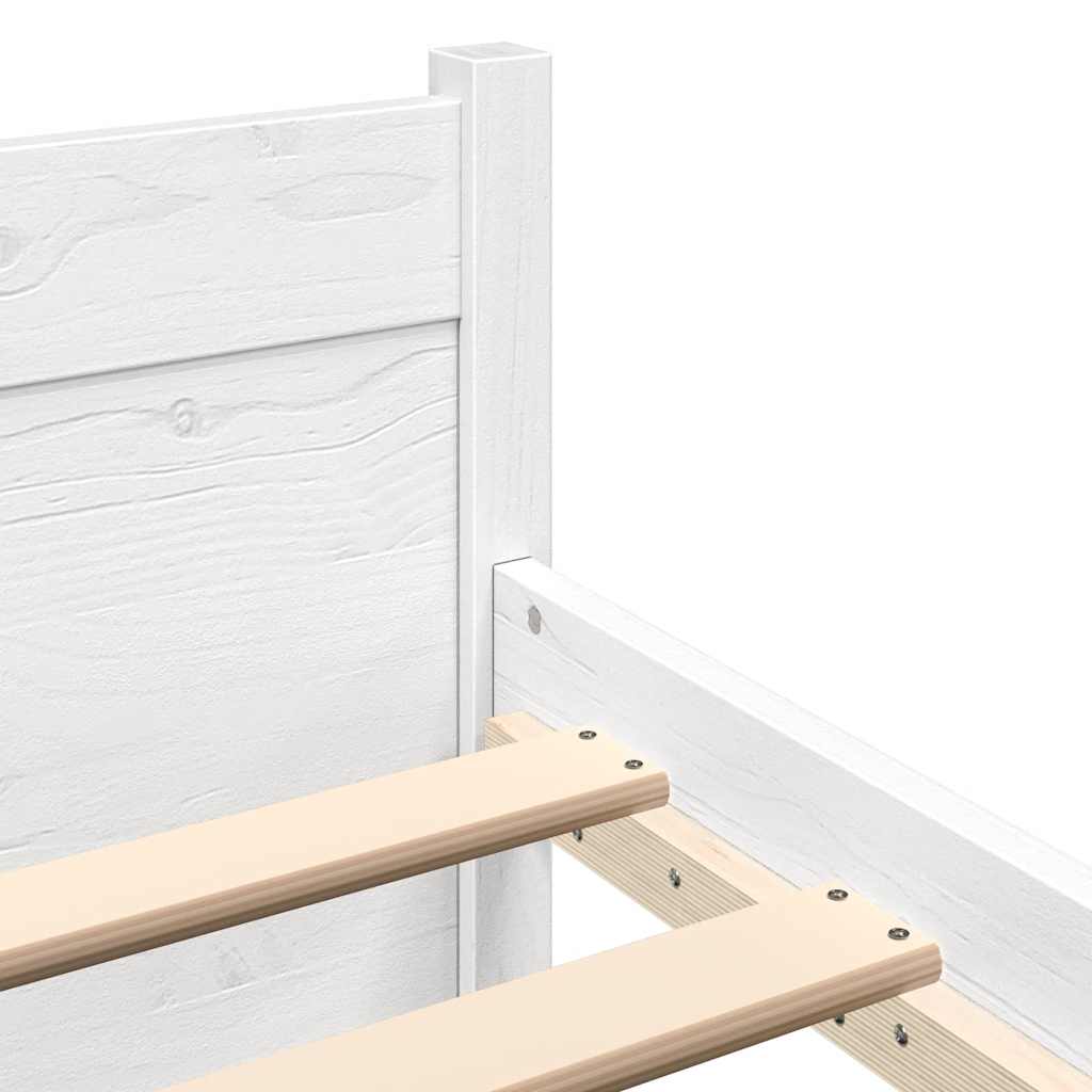 Okvir za krevet bijeli od masivnog drva 90 x 190 cm mali