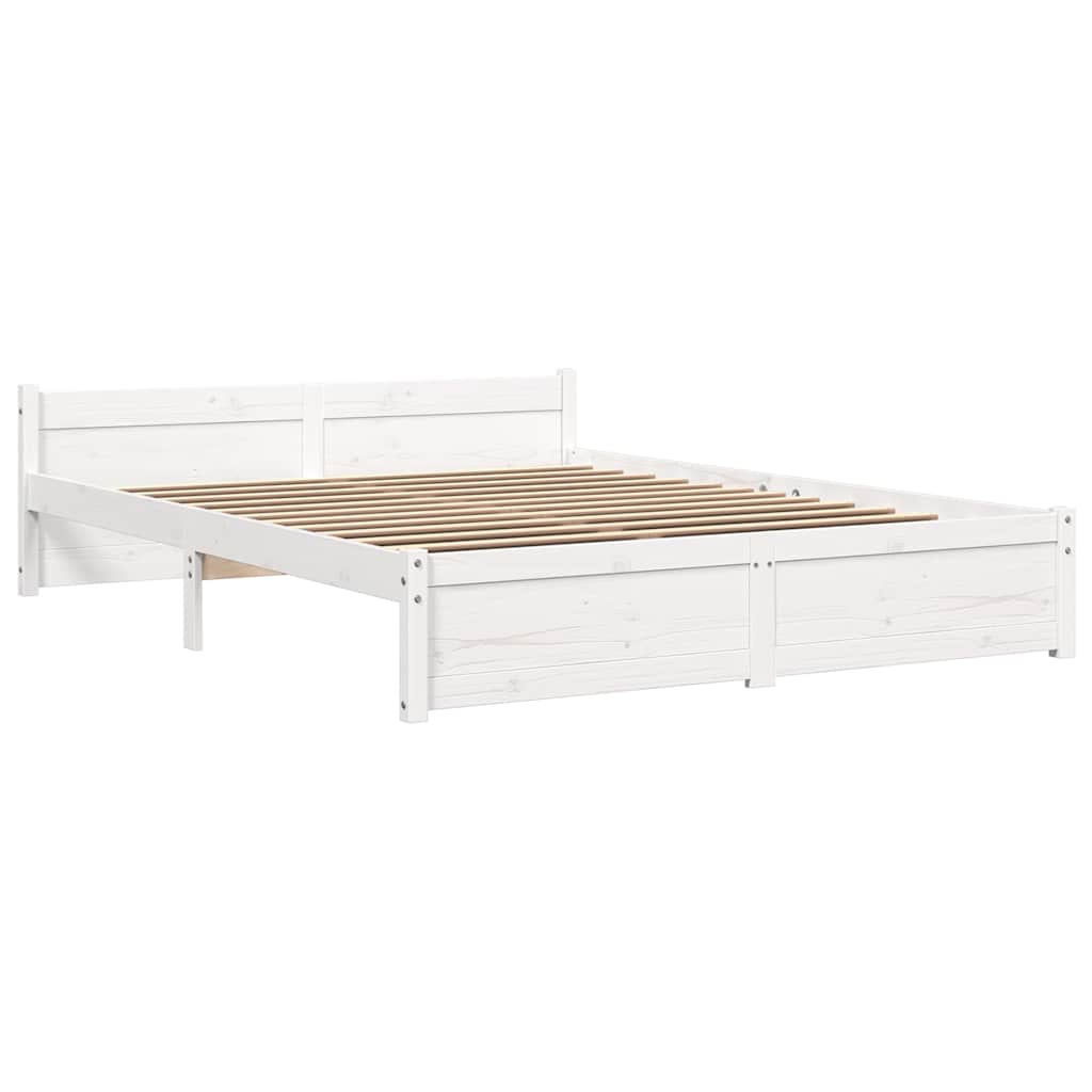 Okvir za krevet od masivne borovine bijeli 150 x 200 cm king