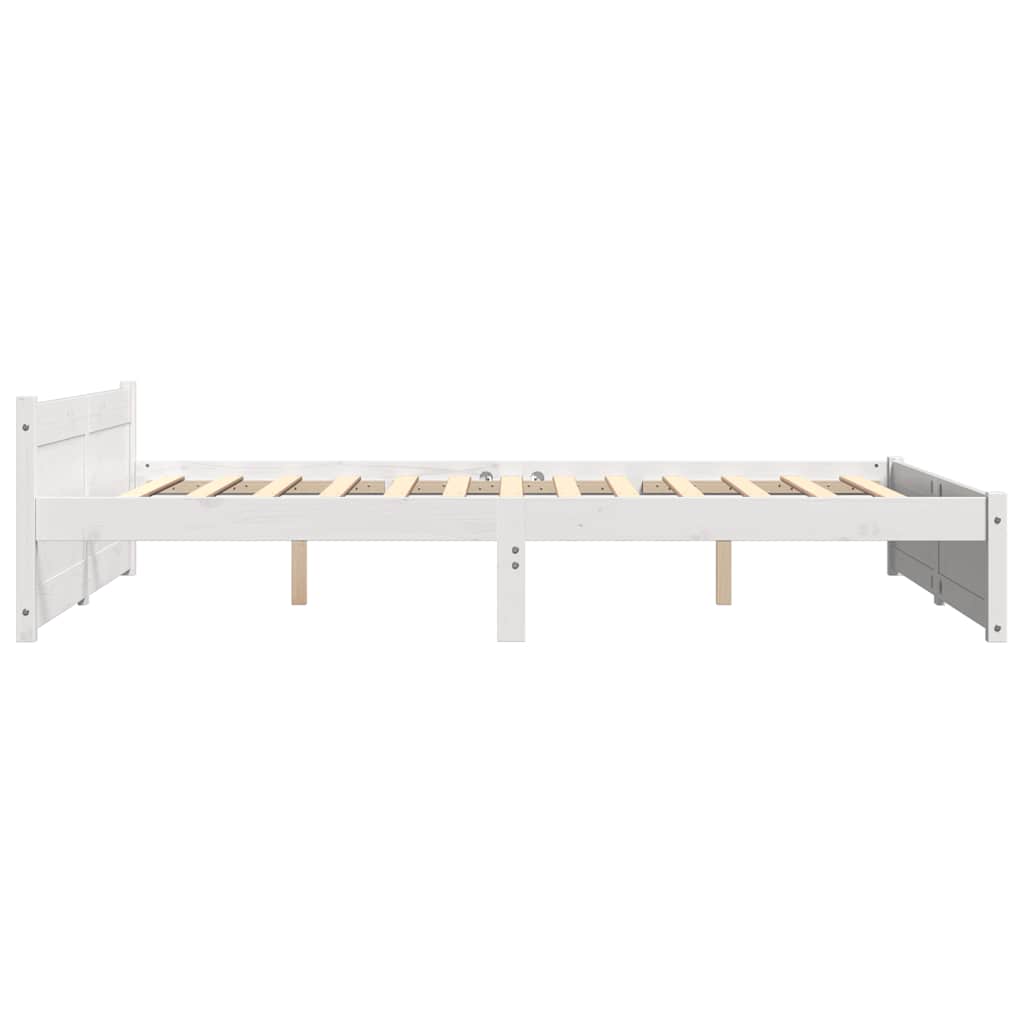 Okvir za krevet od masivne borovine bijeli 150 x 200 cm king