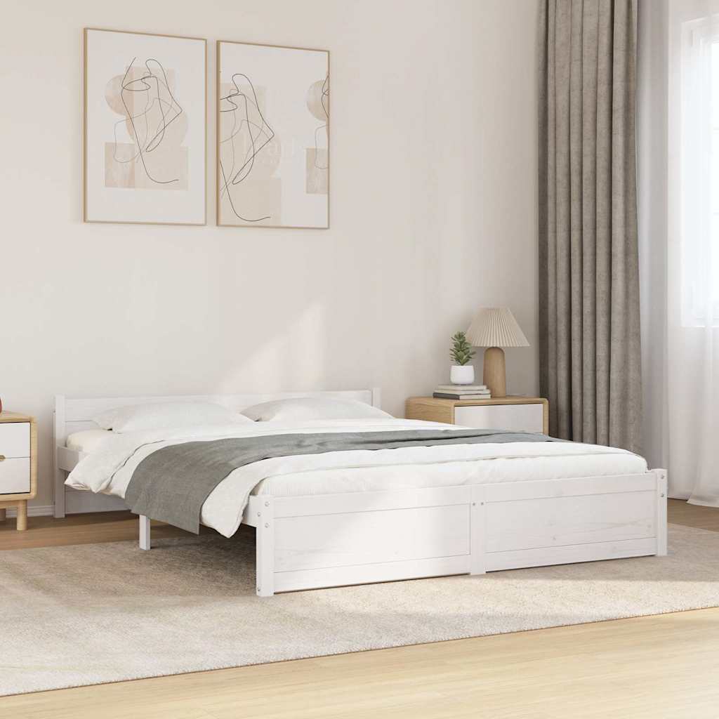 Okvir za krevet od masivnog drva bijeli 160 x 200 cm
