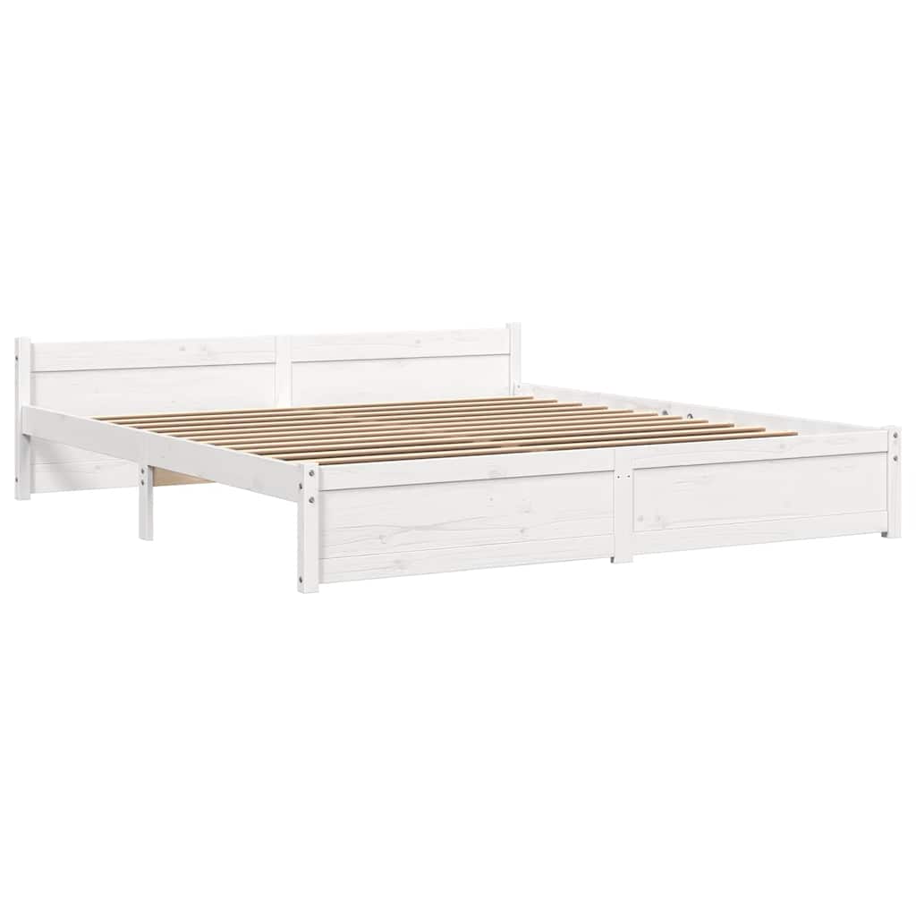 Okvir za krevet od masivnog drva bijeli 180 x 200 cm veliki