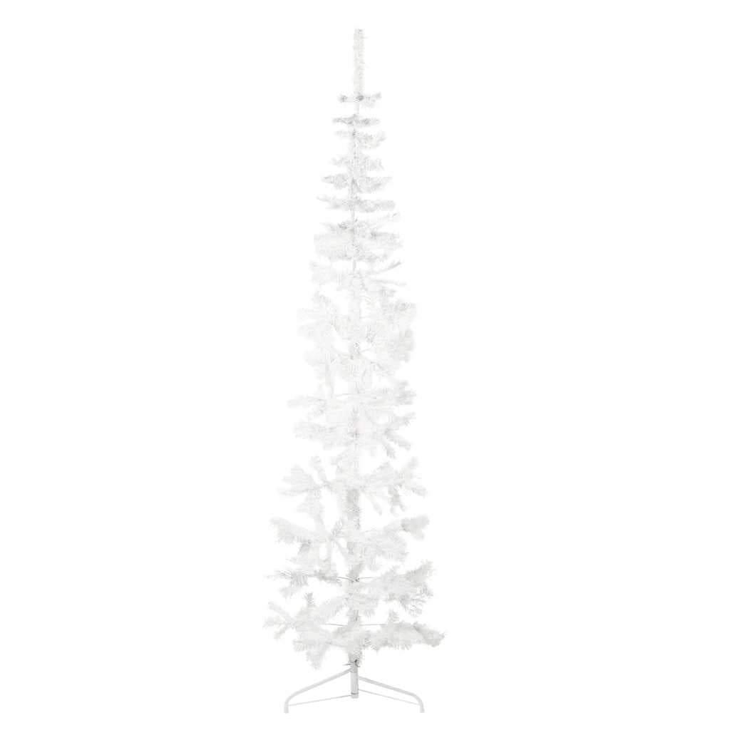 Tanka umjetna polovica božićnog drvca sa stalkom bijela 240 cm