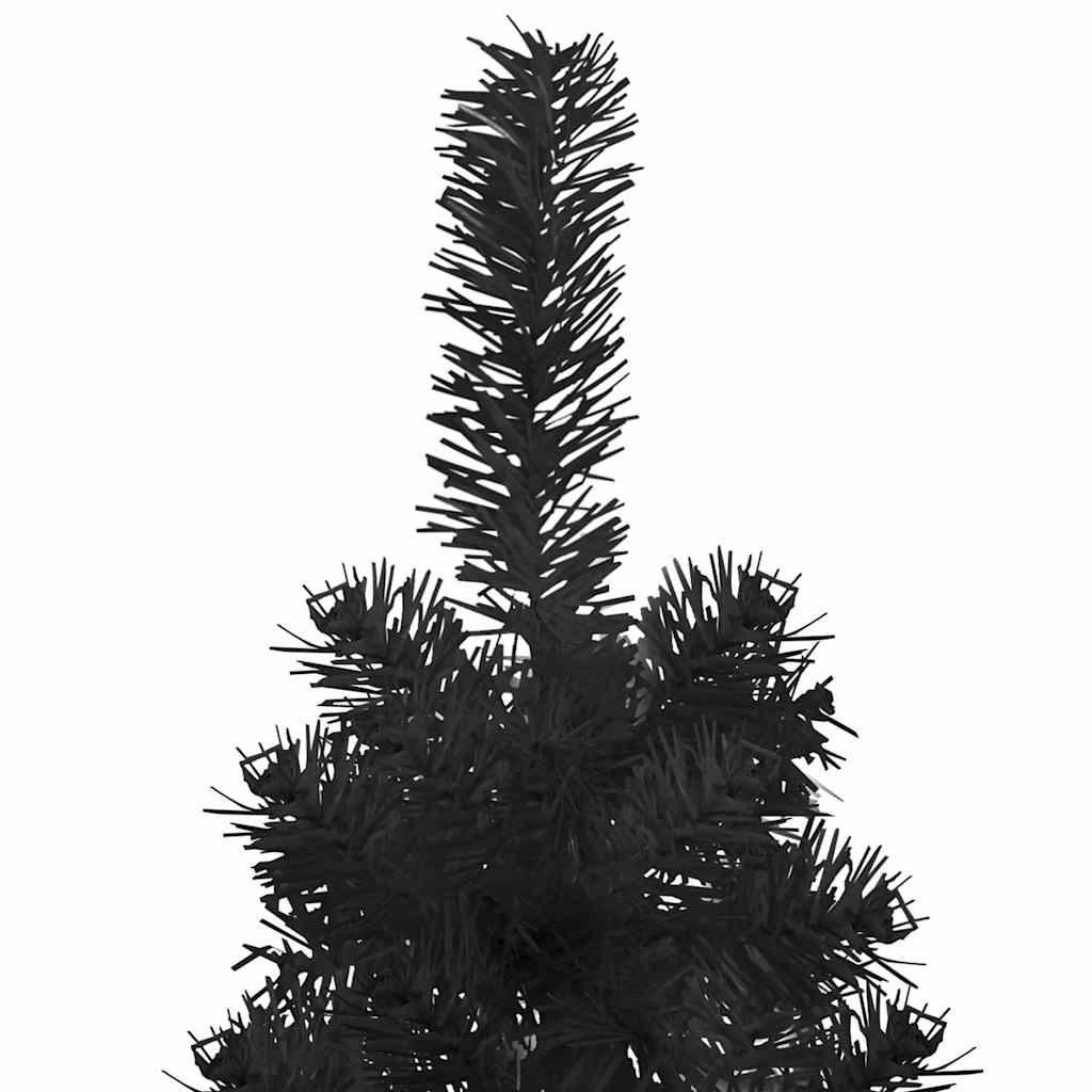 Tanka umjetna polovica božićnog drvca sa stalkom crna 180 cm