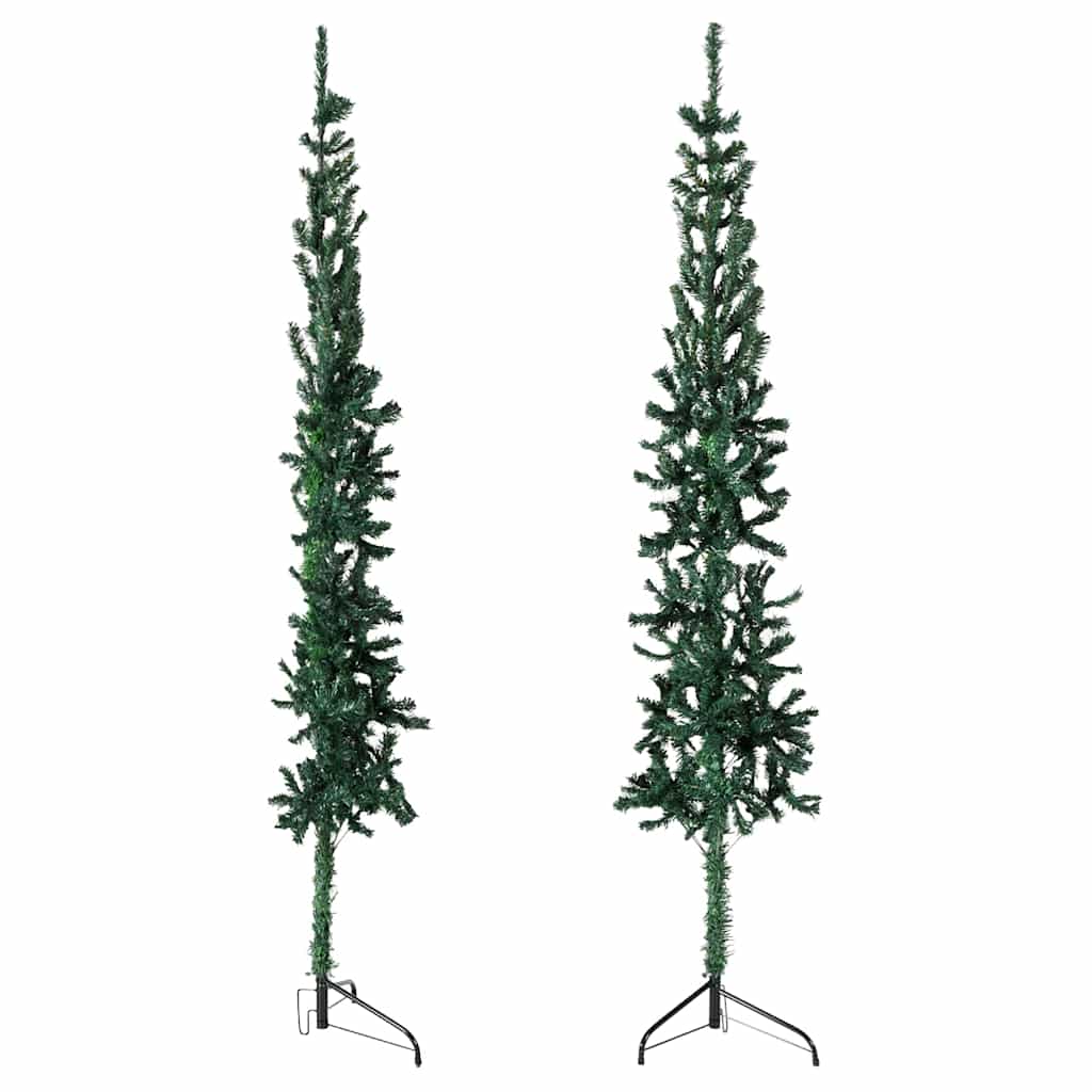 Tanka umjetna polovica božićnog drvca sa stalkom zelena 240 cm