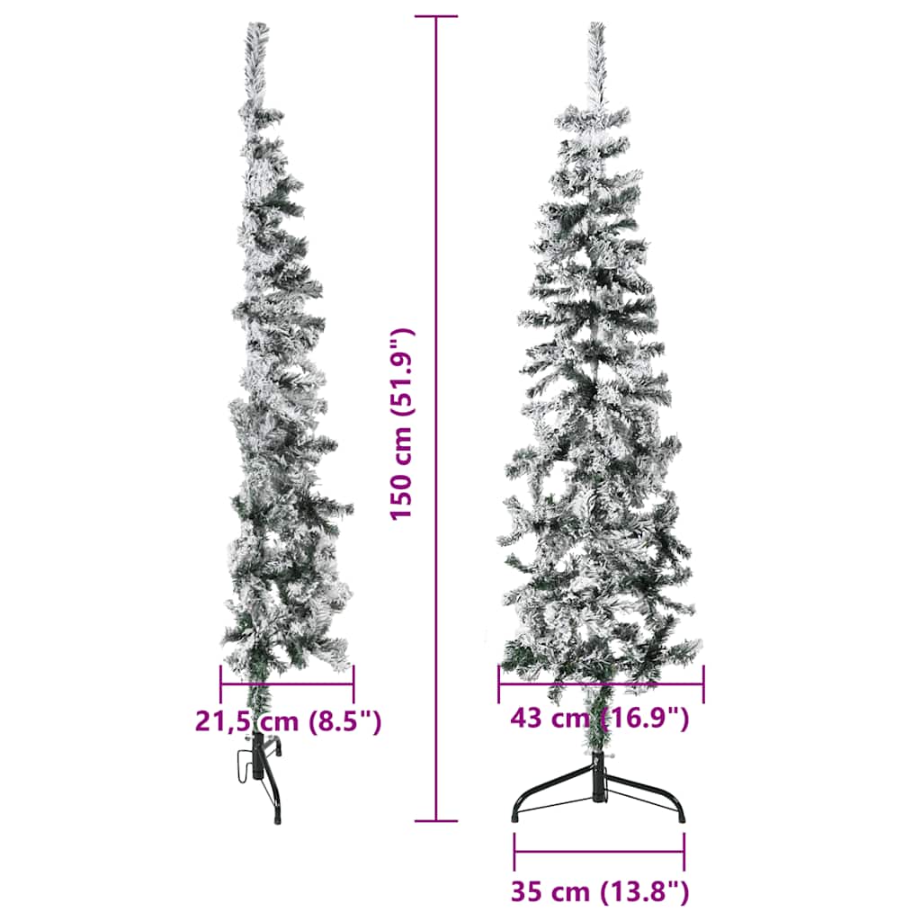 Tanka umjetna polovica božićnog drvca sa snijegom 150 cm