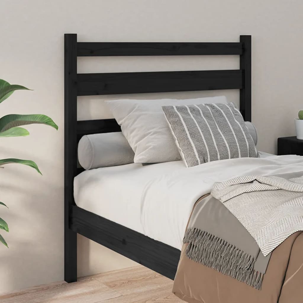 Uzglavlje za krevet crno 81 x 4 x 100 cm od masivne borovine