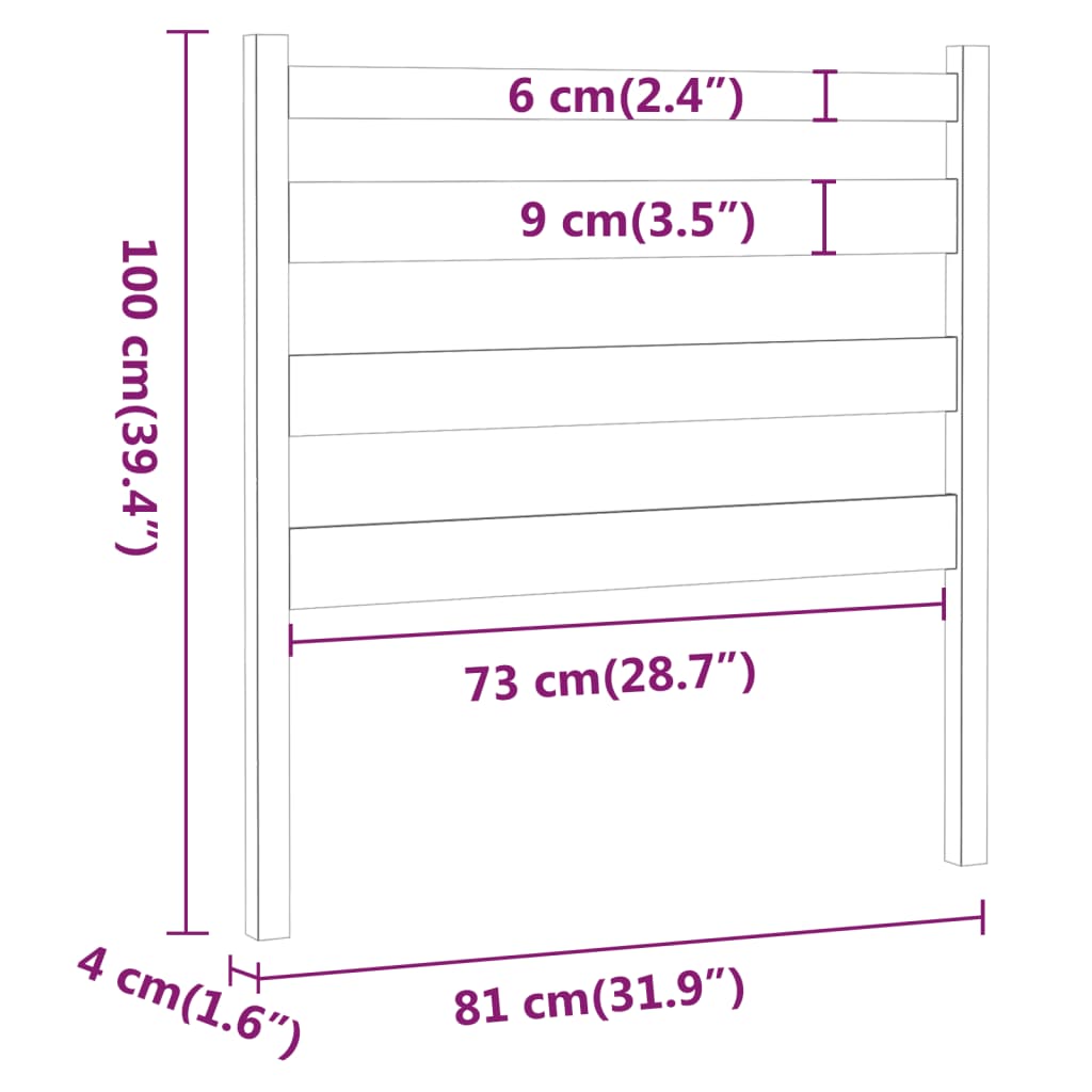 Uzglavlje za krevet crno 81 x 4 x 100 cm od masivne borovine