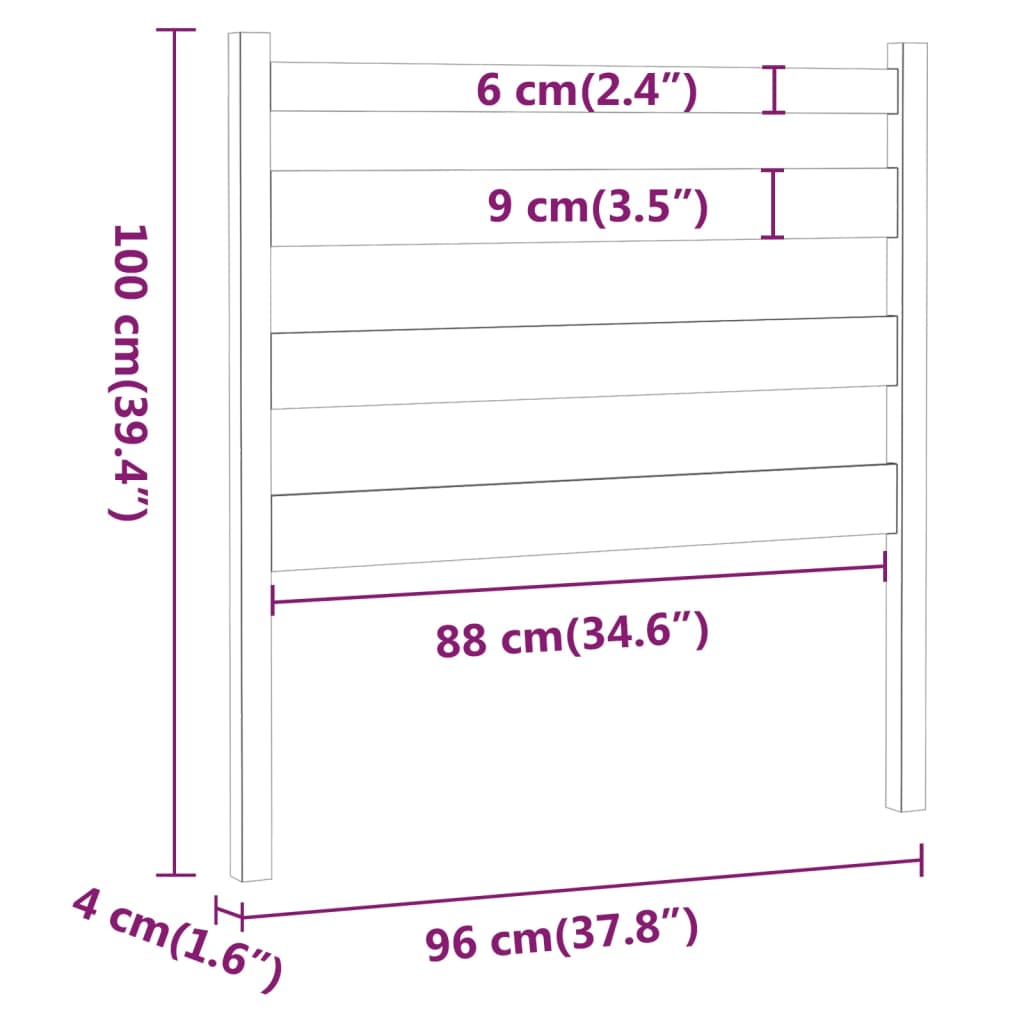 Uzglavlje za krevet sivo 96 x 4 x 100 cm od masivne borovine