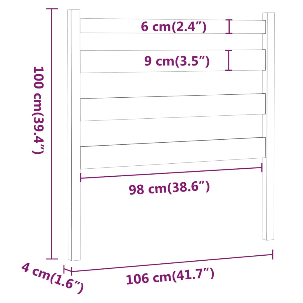 Uzglavlje za krevet bijelo 106 x 4 x 100 cm od masivne borovine