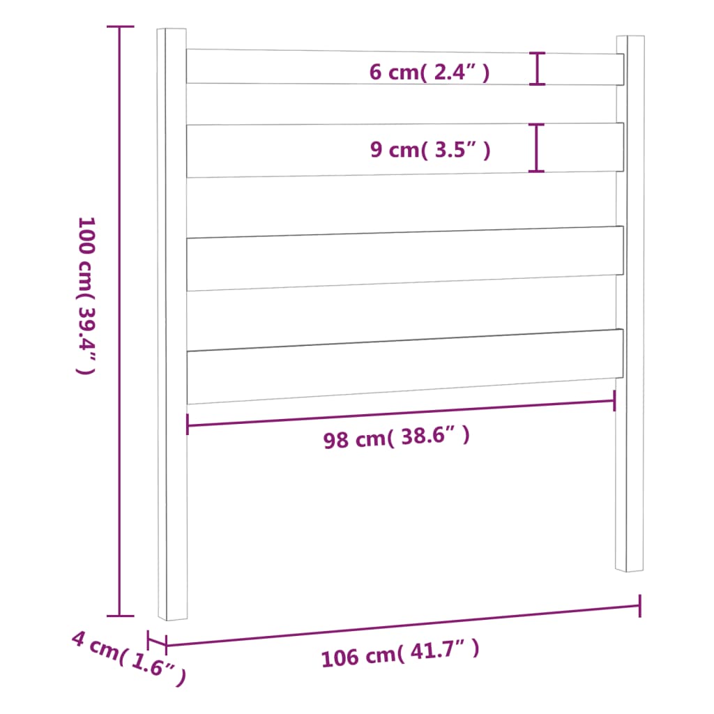 Uzglavlje za krevet boja meda 106 x 4 x 100 cm masivna borovina