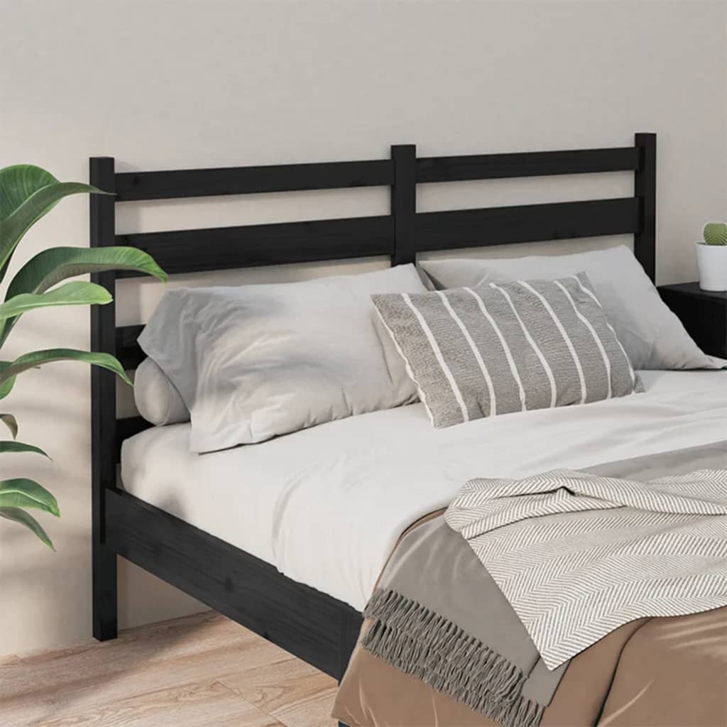 Uzglavlje za krevet crno 166 x 4 x 100 cm od masivne borovine