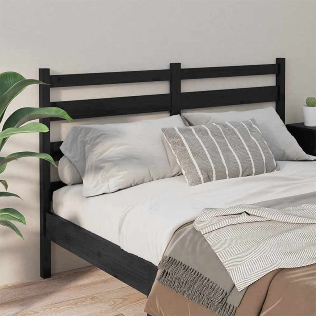 Uzglavlje za krevet crno 186 x 4 x 100 cm od masivne borovine