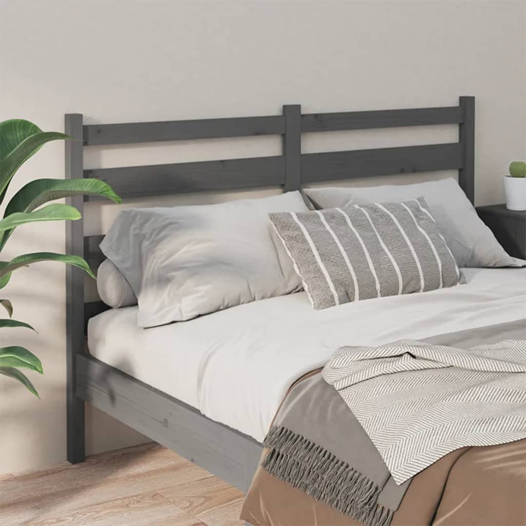 Uzglavlje za krevet sivo 206 x 4 x 100 cm od masivne borovine