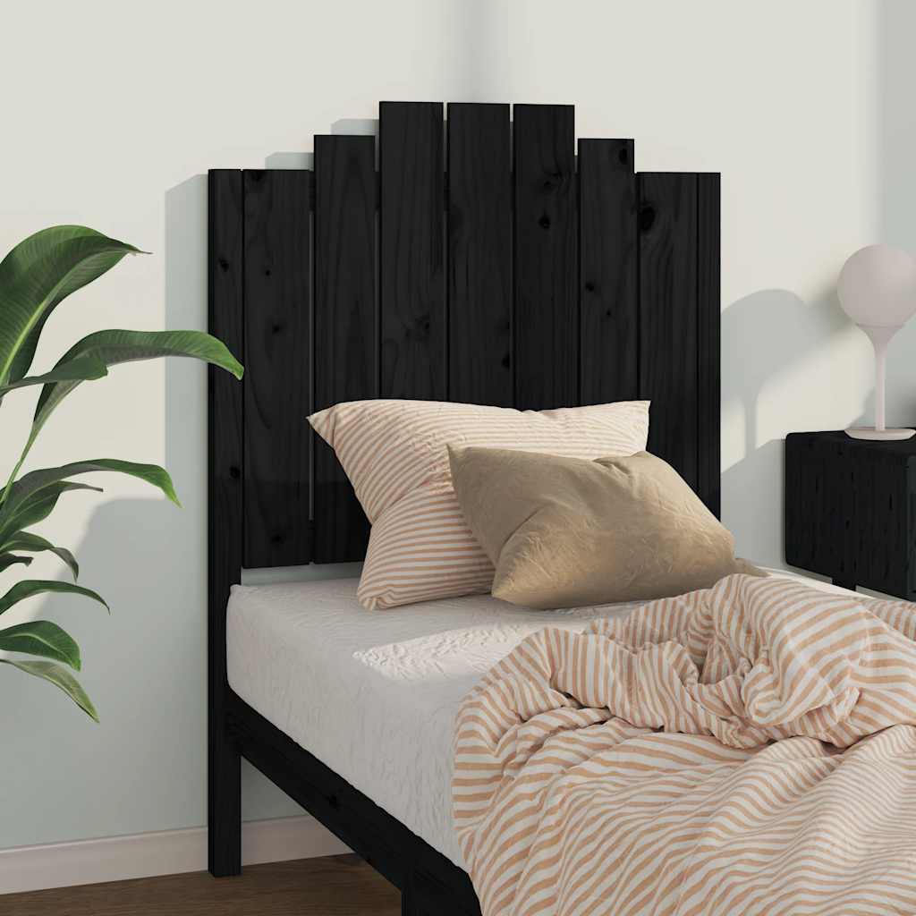 Uzglavlje za krevet crno 81 x 4 x 110 cm od masivne borovine