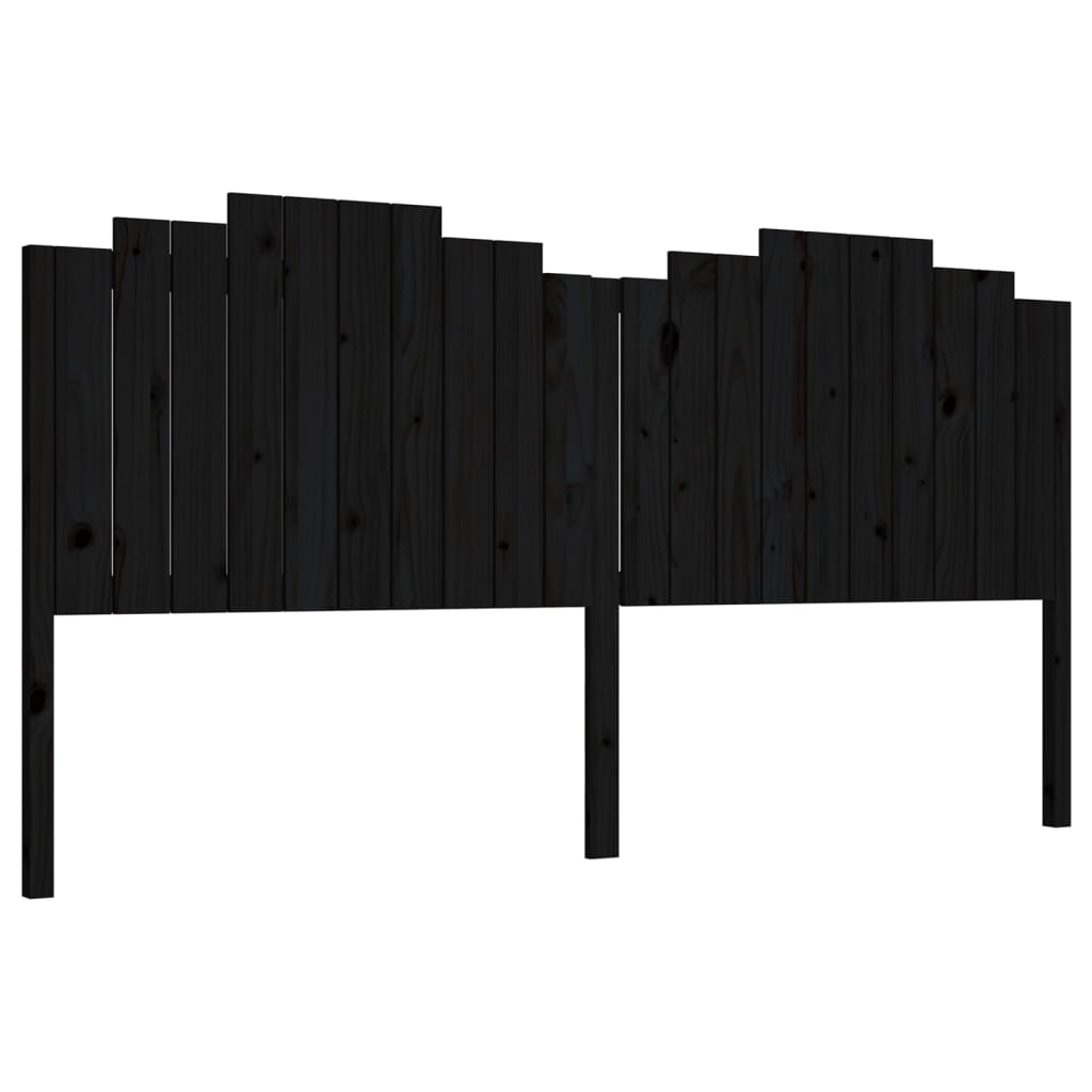 Uzglavlje za krevet crno 206 x 4 x 110 cm od masivne borovine