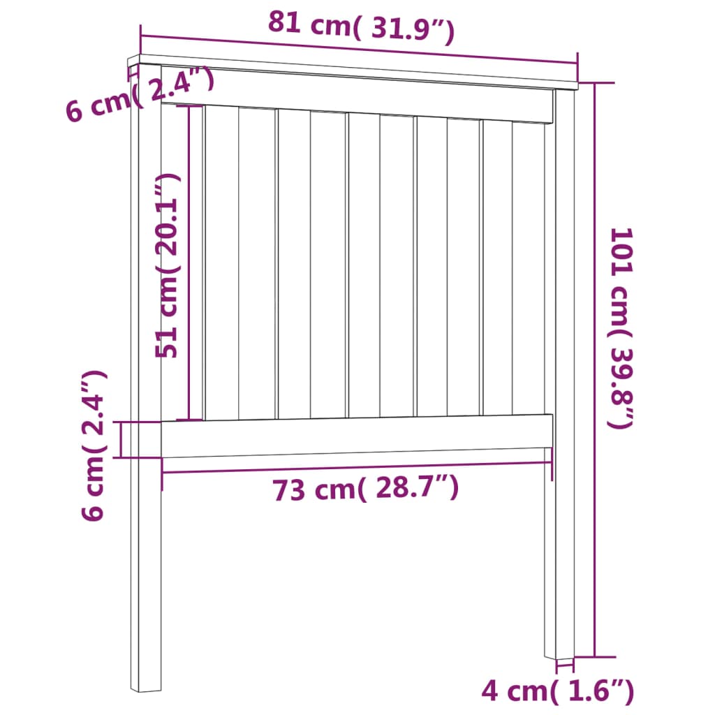 Uzglavlje za krevet 81 x 6 x 101 cm od masivne borovine