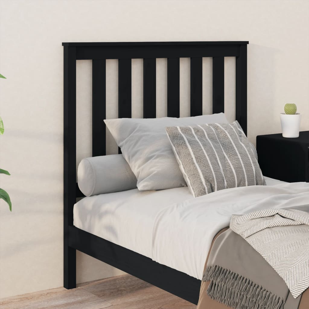 Uzglavlje za krevet crno 96 x 6 x 101 cm od masivne borovine