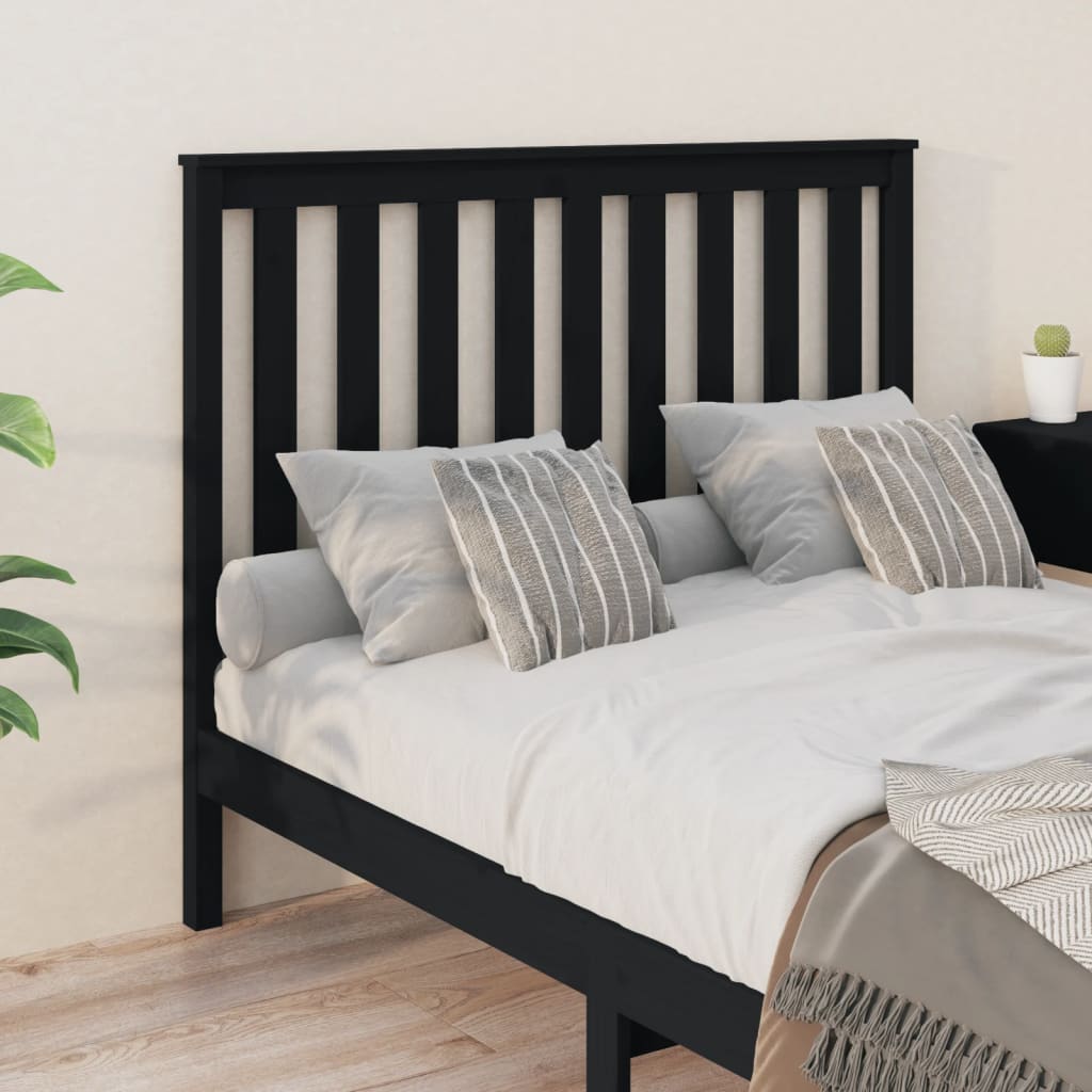 Uzglavlje za krevet crno 126 x 6 x 101 cm od masivne borovine