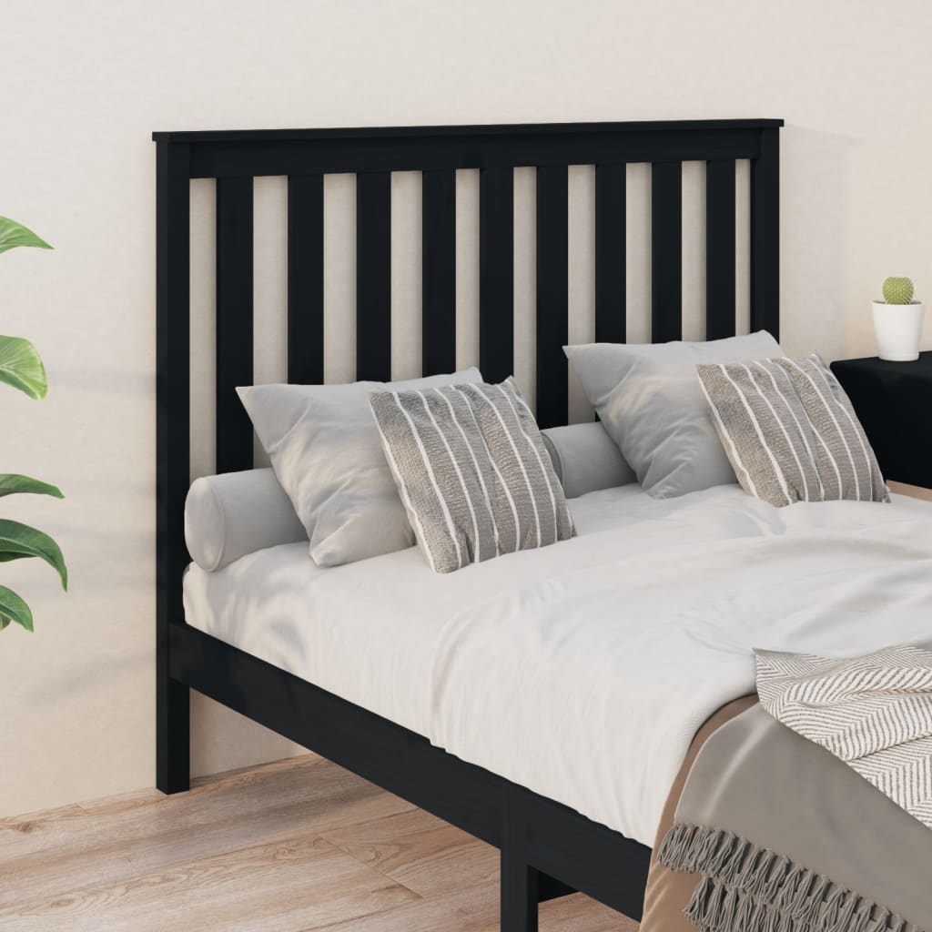 Uzglavlje za krevet crno 146 x 6 x 101 cm od masivne borovine