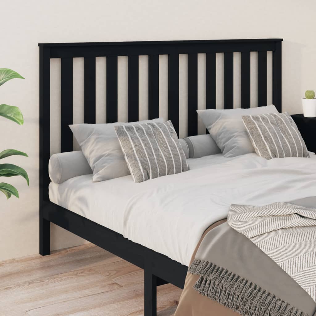 Uzglavlje za krevet crno 166 x 6 x 101 cm od masivne borovine