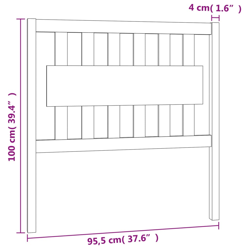 Uzglavlje za krevet bijelo 95,5x4x100 cm od masivne borovine
