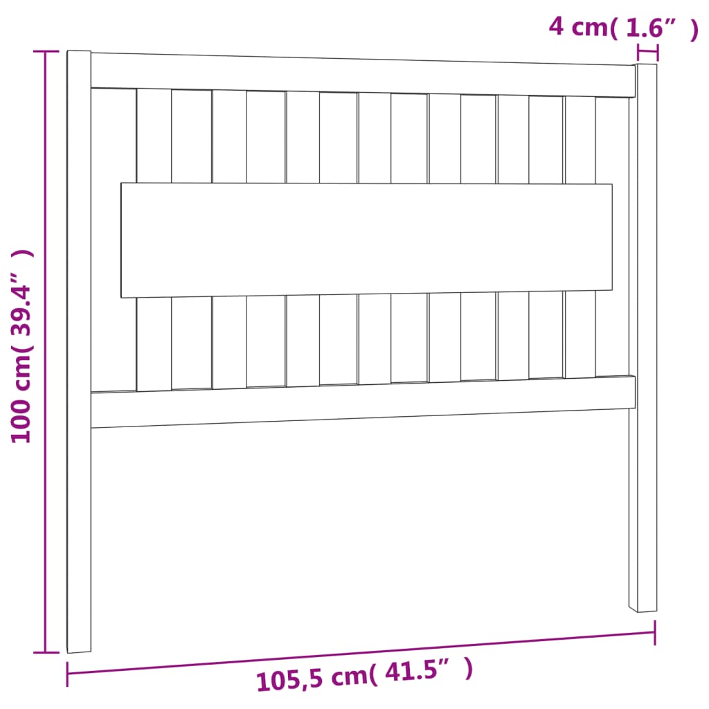 Uzglavlje za krevet 105,5 x 4 x 100 cm od masivne borovine