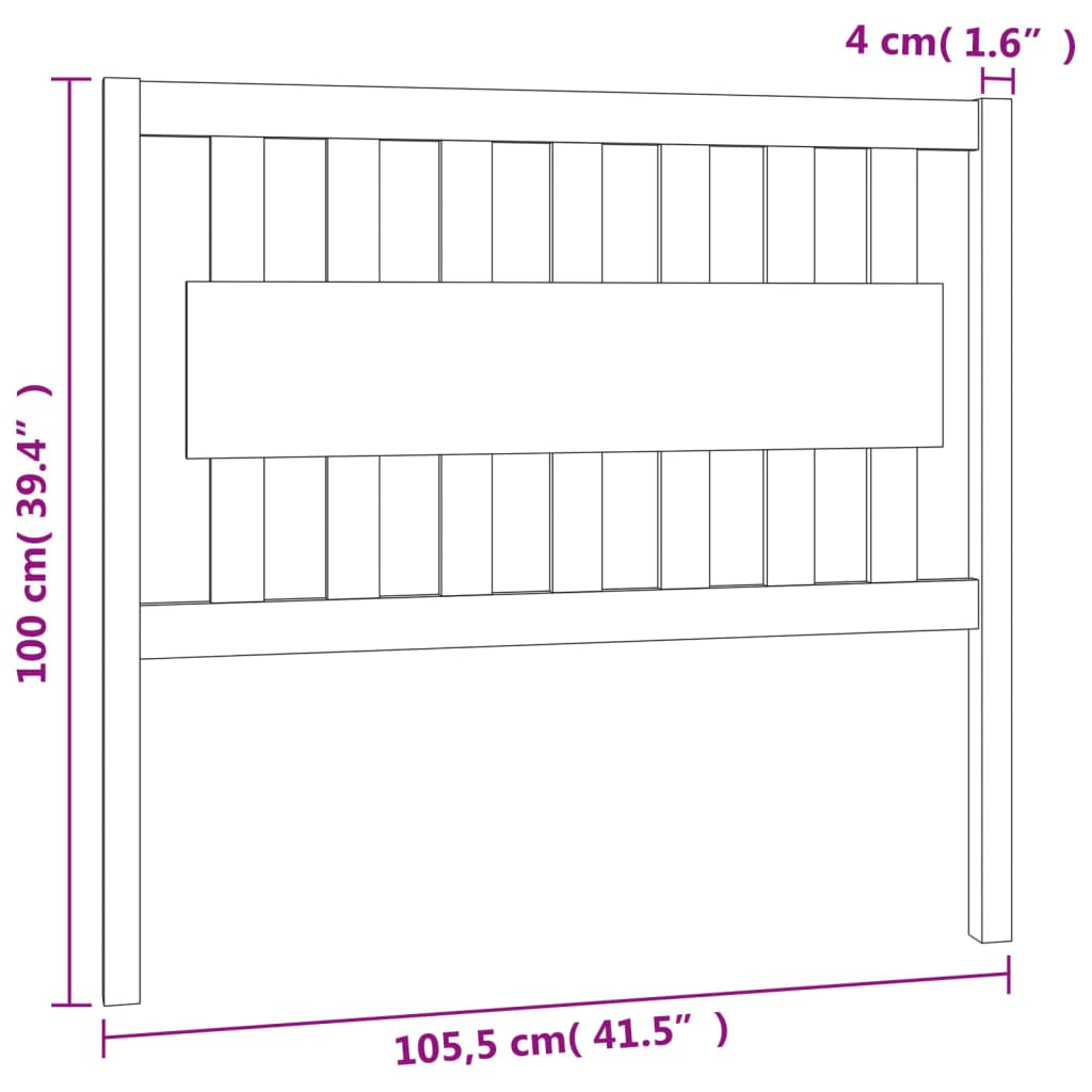 Uzglavlje za krevet sivi 105,5 x 4 x 100 cm od masivne borovine