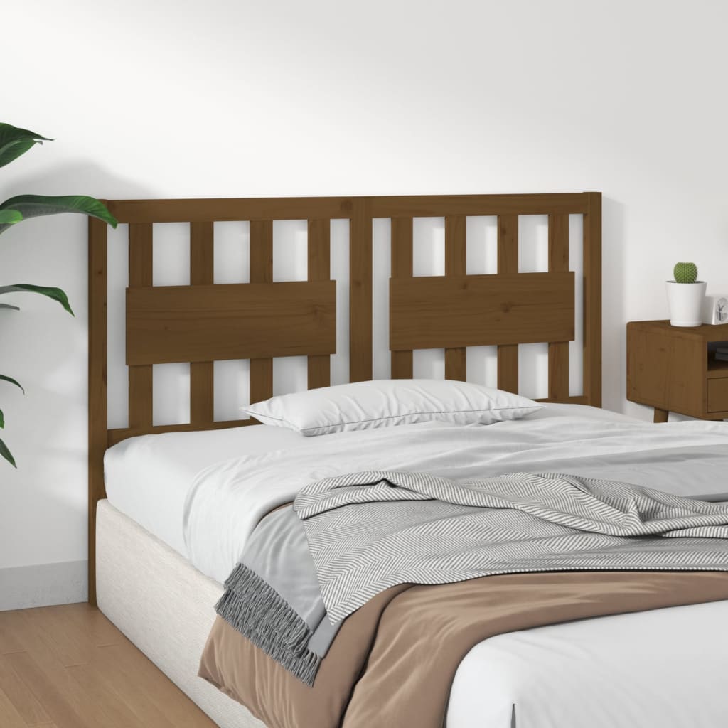 Uzglavlje za krevet boja meda 125,5x4x100 cm masivna borovina