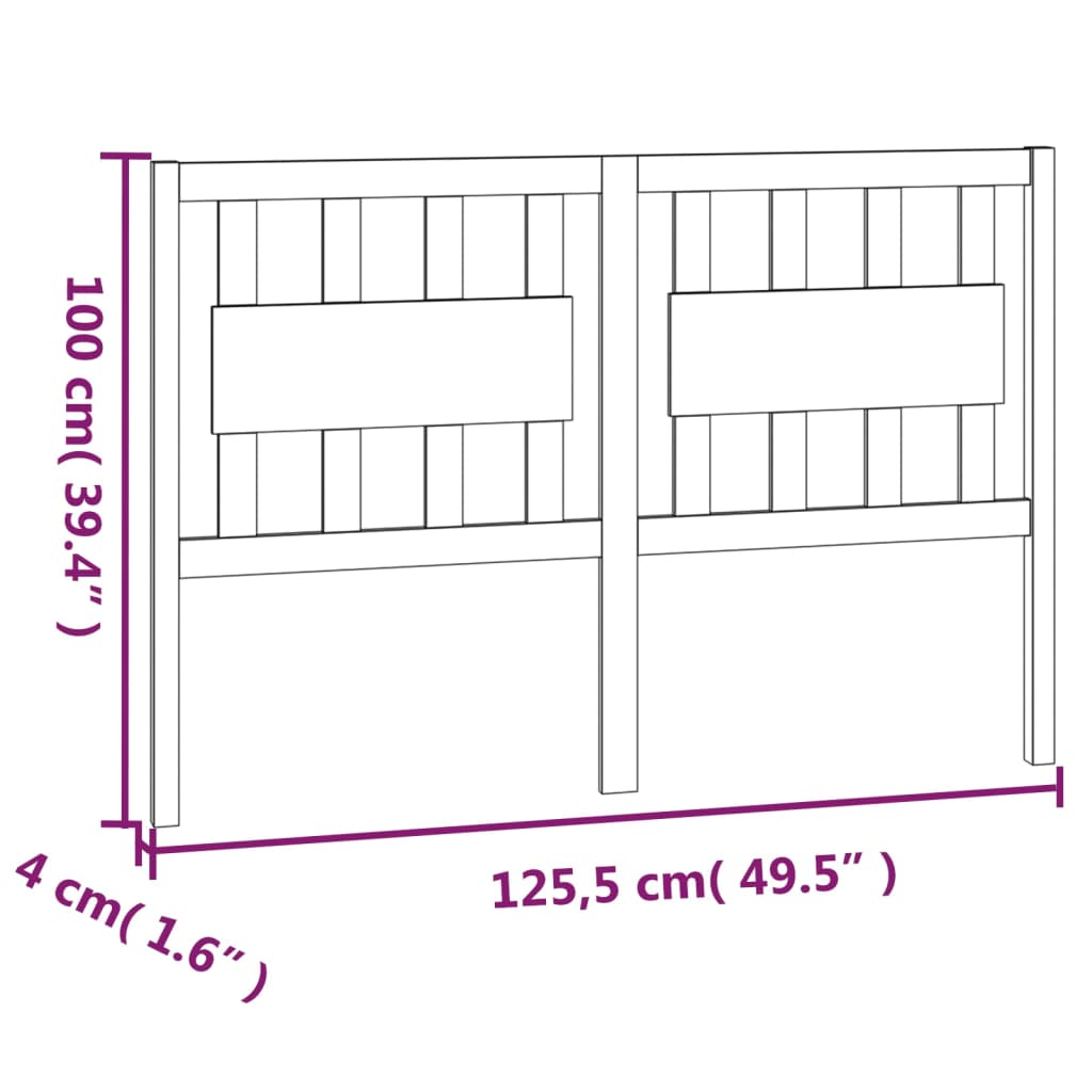 Uzglavlje za krevet boja meda 125,5x4x100 cm masivna borovina