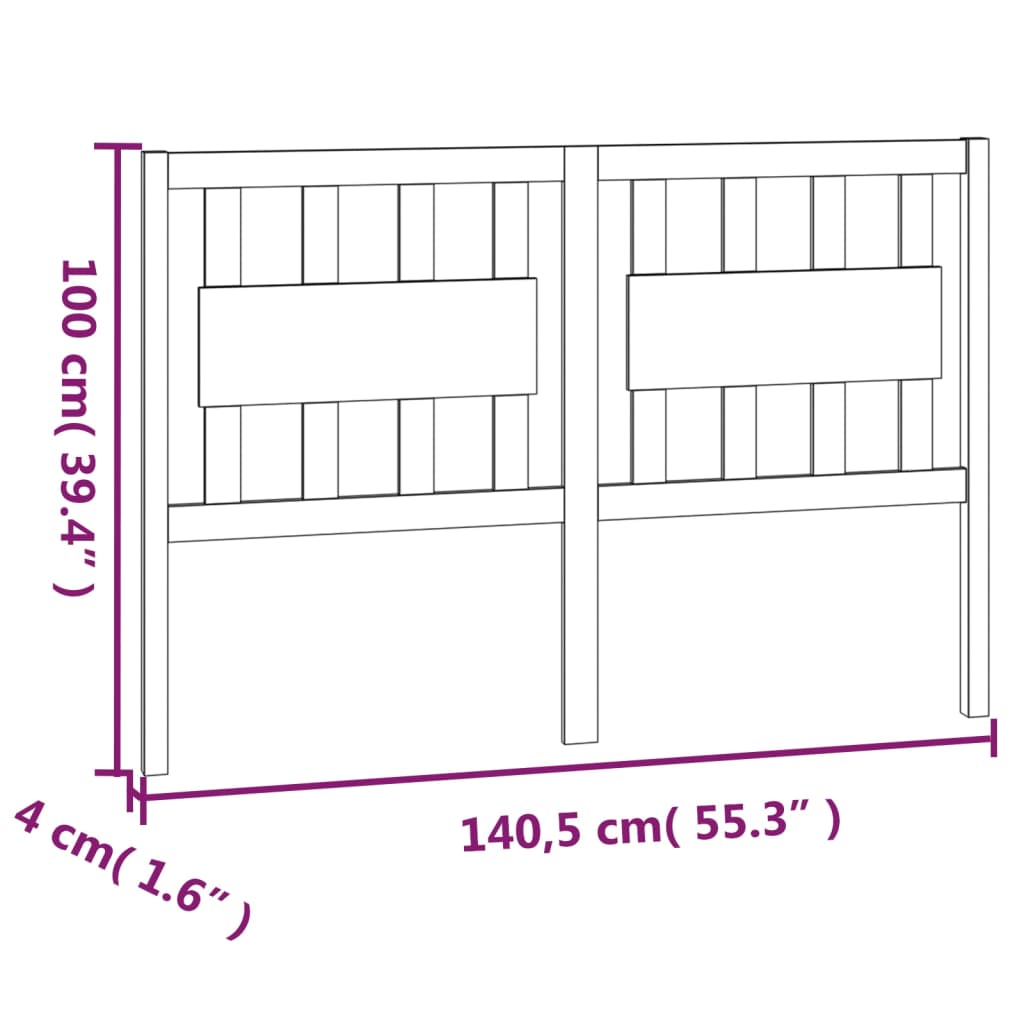 Uzglavlje za krevet bijelo 140,5x4x100 cm od masivne borovine