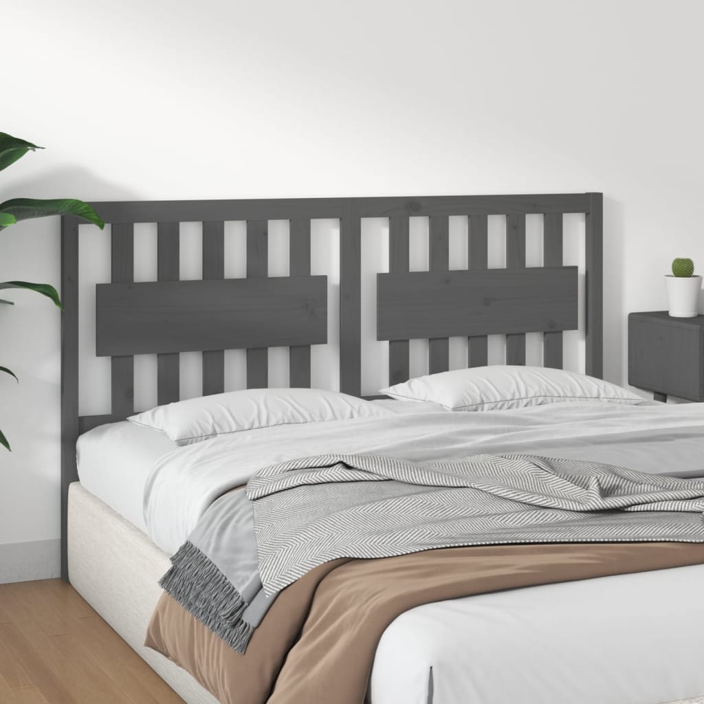 Uzglavlje za krevet sivo 155,5 x 4 x 100 cm od masivne borovine
