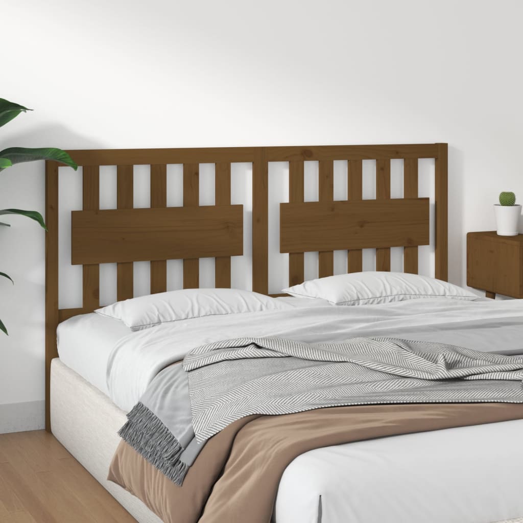 Uzglavlje za krevet boja meda 155,5x4x100 cm masivna borovina